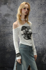 Dreamline One-Shoulder Graphic Top