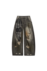 Burned Edge Distressed Wide-Leg Jeans