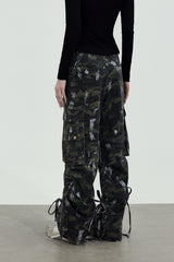 Camo Strap Wide Cargo Pants