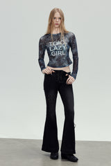 Smoky Mesh Graphic Long Sleeve Top