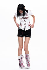 Lace-Up Jersey Slim T-Shirt