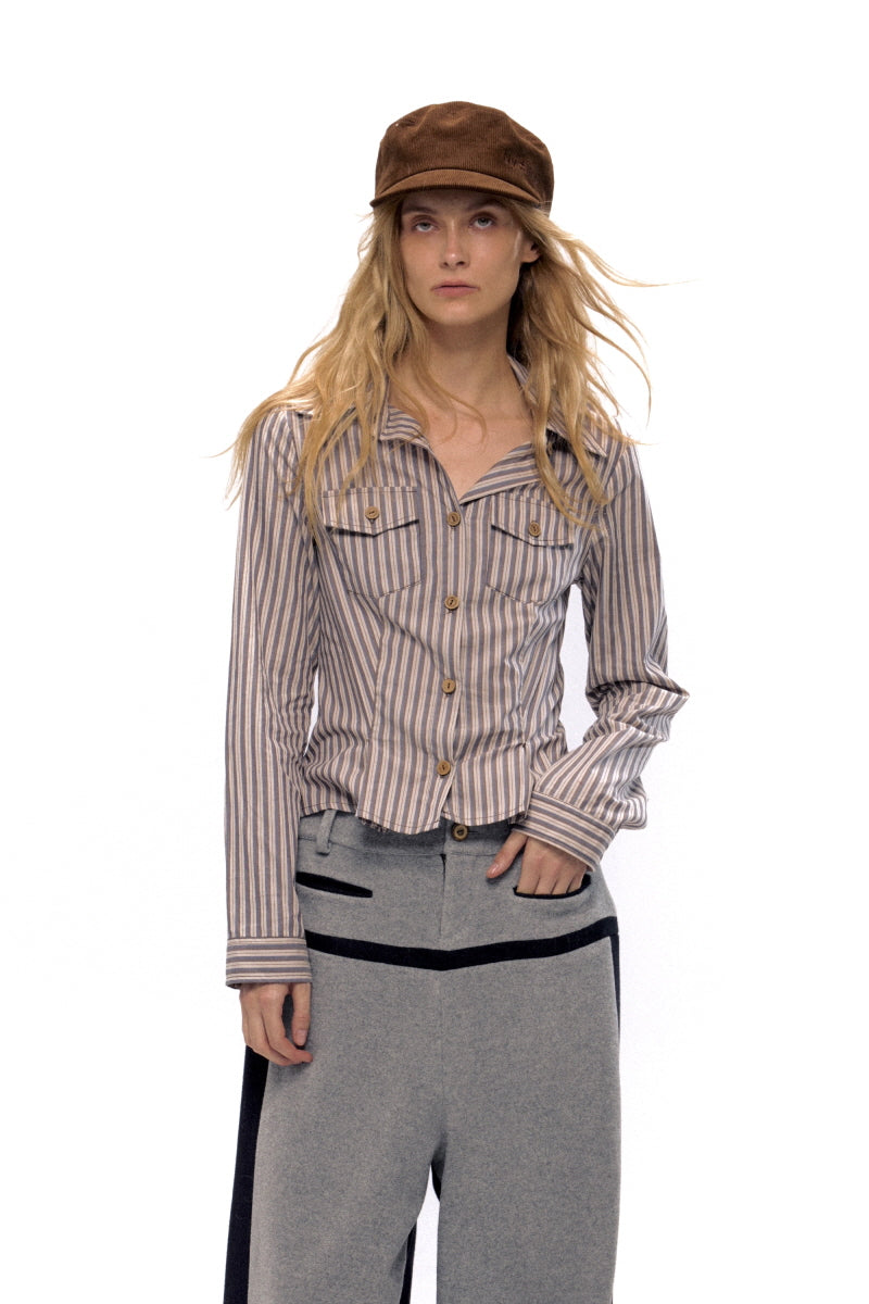 Rustic Stripe Fitted Western Shirt