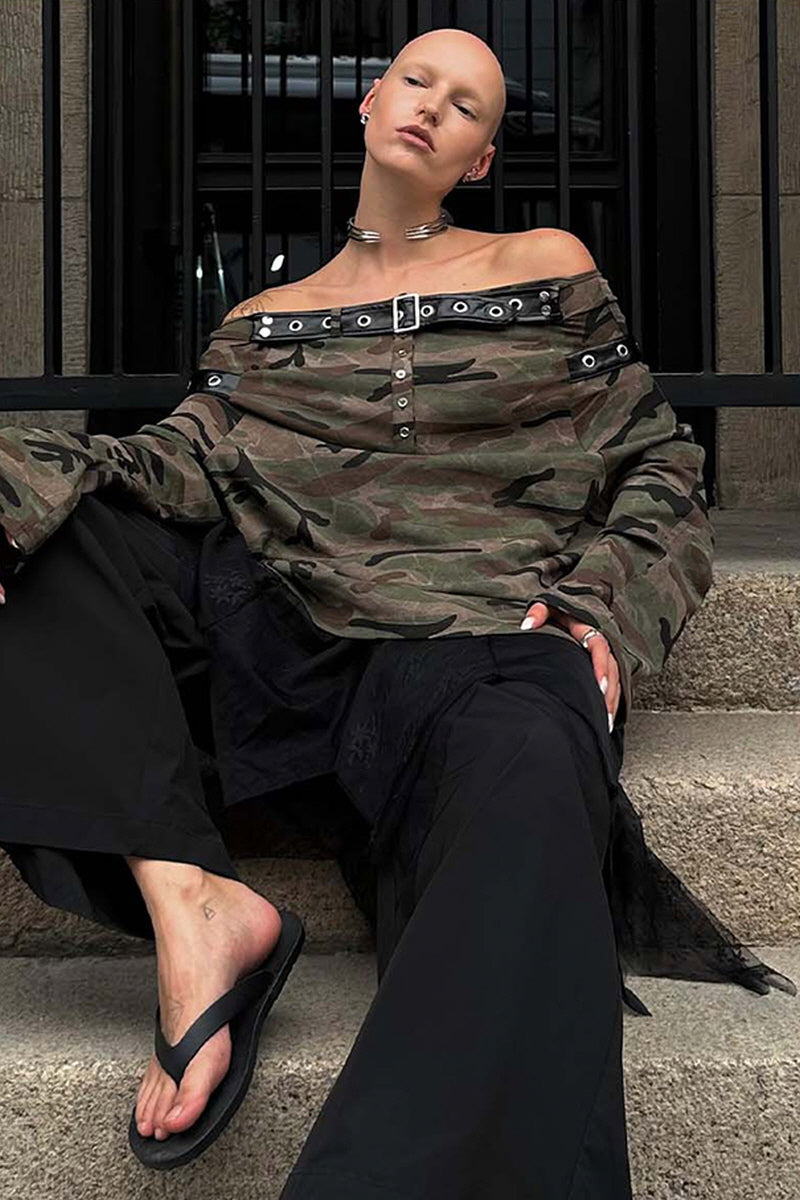 Urban Rebel Camo Off-Shoulder Top