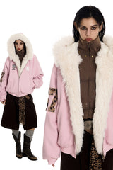 Frosted Pink Varsity Hooded Jacket