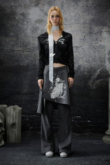 Playful Dual-Spirit Hoodie Jacket - Black