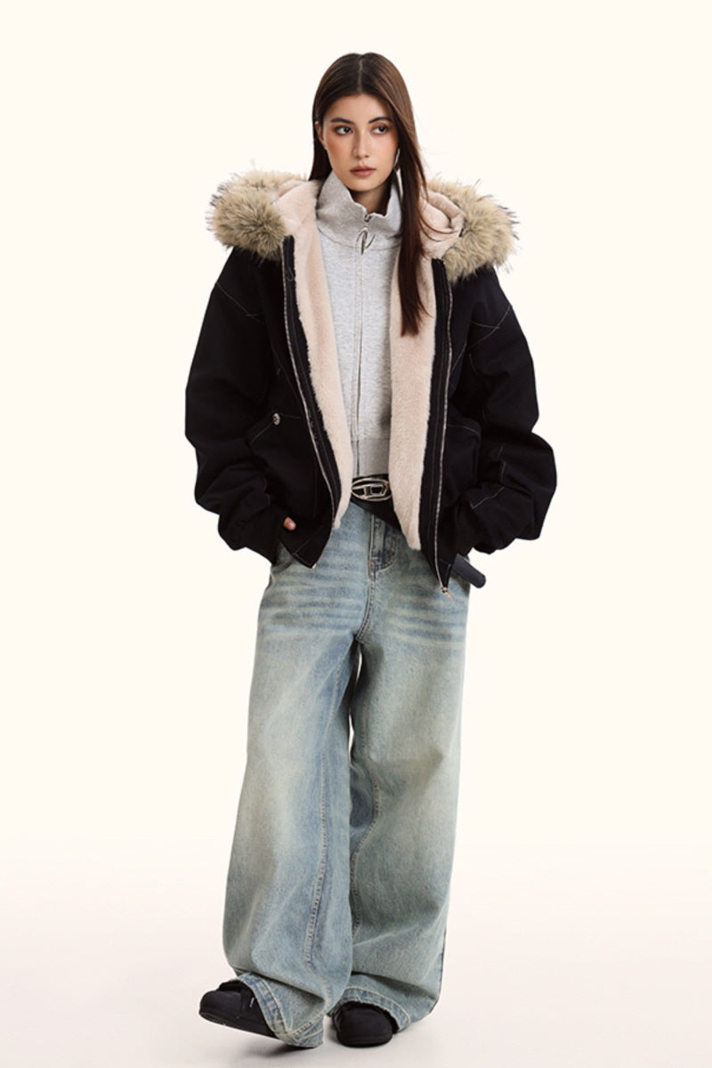 Frosted Haven Faux Fur Hood Jacket