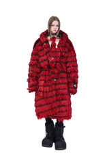 Scarlet Eclipse Striped Faux Fur Coat