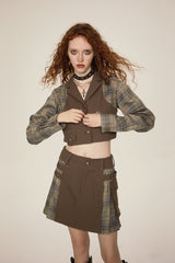 Plaid Fusion Cropped Blazer