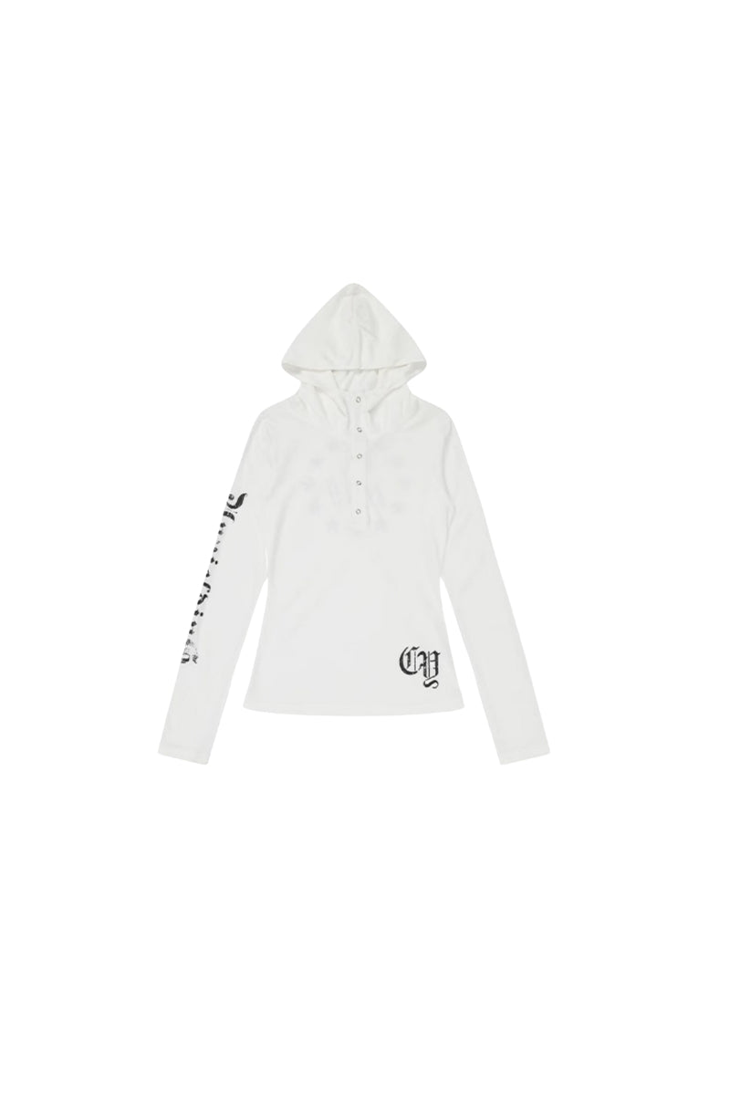 Night Code Gothic Hood Top - White