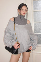 Layered Slouch Off-Shoulder Sweatshirt