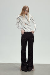 Polka Dot Mesh Slim Top