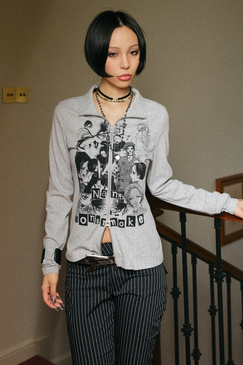 NANA Graphic Zip-Up Cardigan