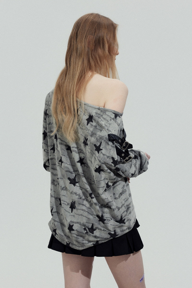 Star Graphic Off-Shoulder Top