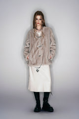 Urban Edge Metal Clasp Faux Fur Coat