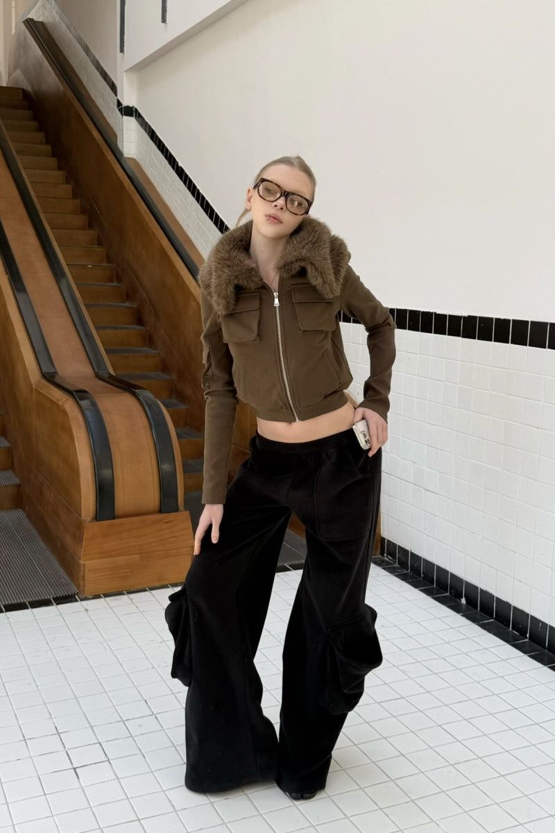 Shadow Fold Wide-Leg Cargo Pants