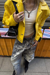 Electric Blaze Yellow Leather Jacket