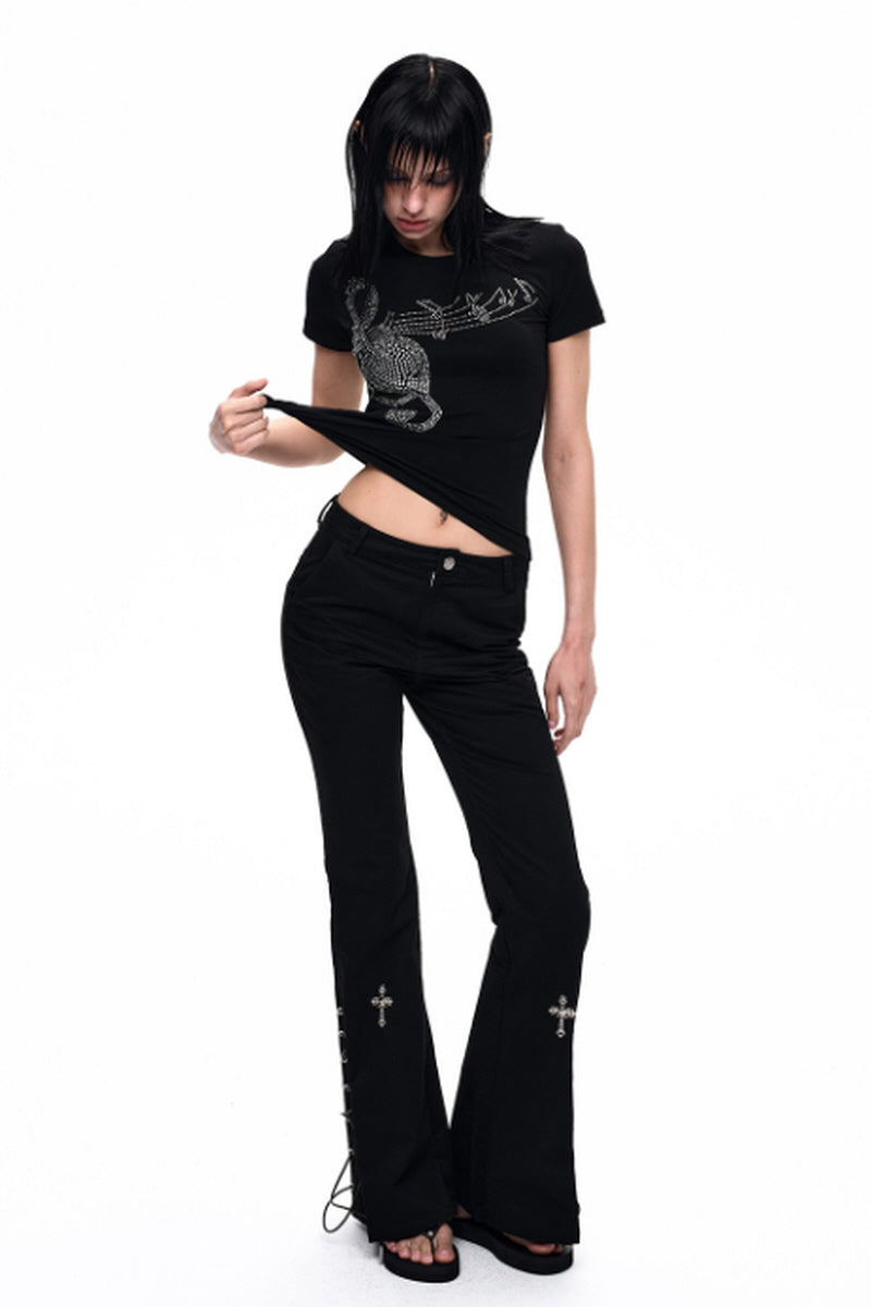 Rhinestone Note Slim T-Shirt
