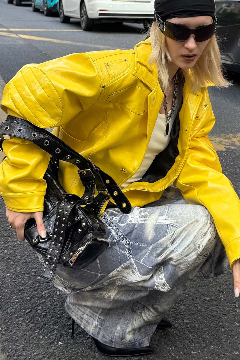 Electric Blaze Yellow Leather Jacket