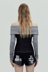 Tribal Corset Off-Shoulder Top