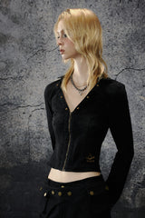 Midnight Zip Cropped Jacket