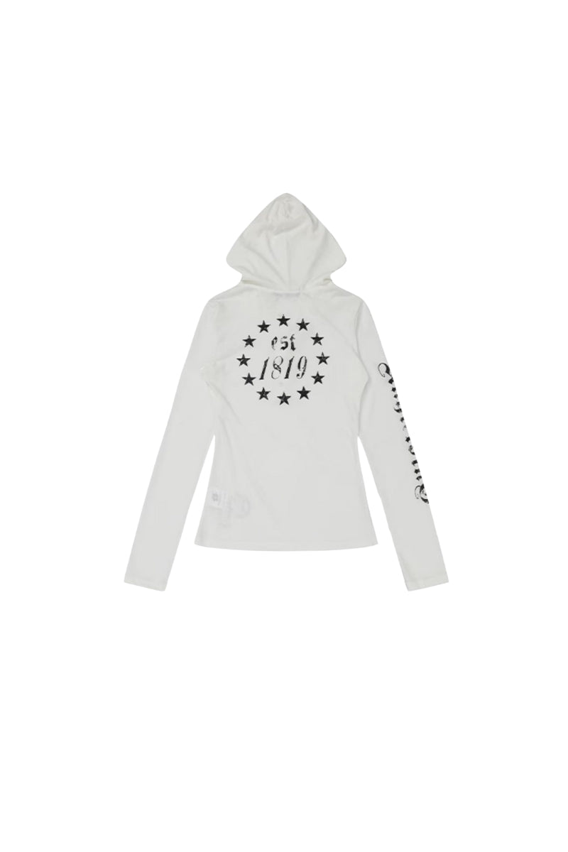 Night Code Gothic Hood Top - White