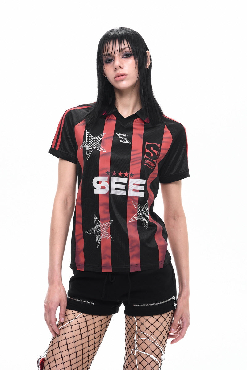 Rhinestone Star Striker Jersey Top