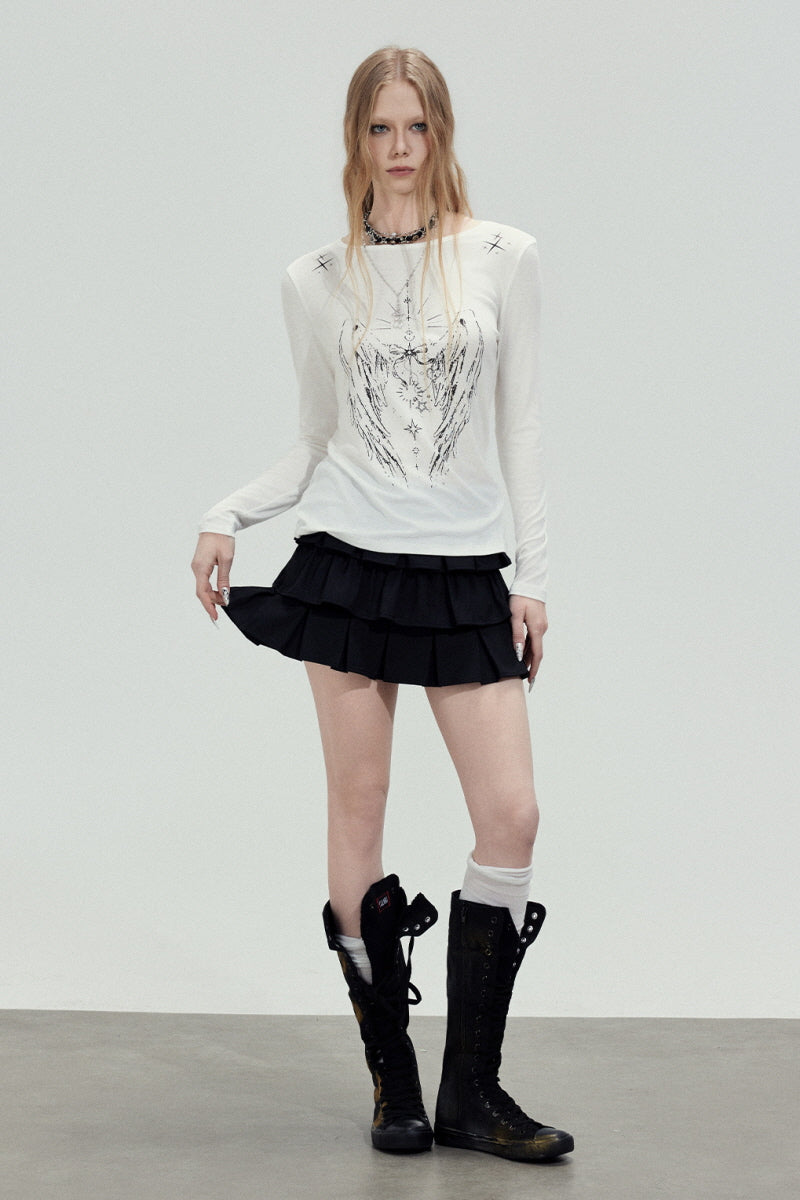 Wing Graphic Slim Top - White