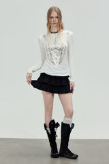 Wing Graphic Slim Top - White