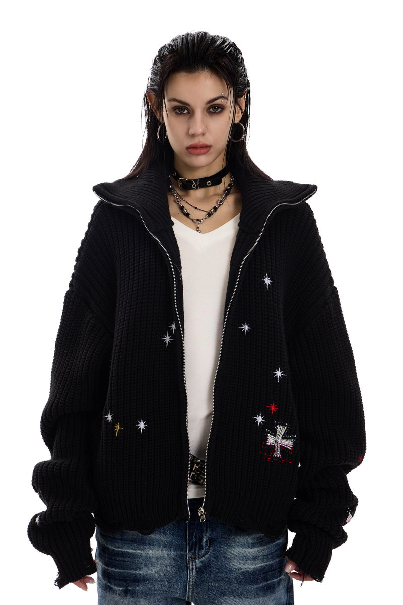 Night Signal Knit Zip Jacket