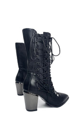 Midnight Lace-Up Heeled Boots