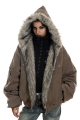Frostbound Suede Fur Hooded Jacket