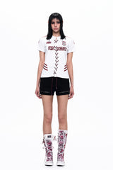 Lace-Up Jersey Slim T-Shirt