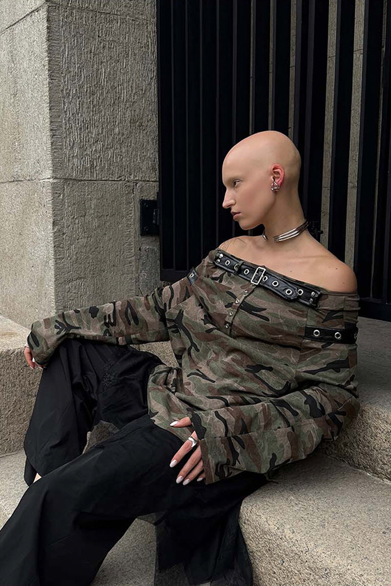 Urban Rebel Camo Off-Shoulder Top