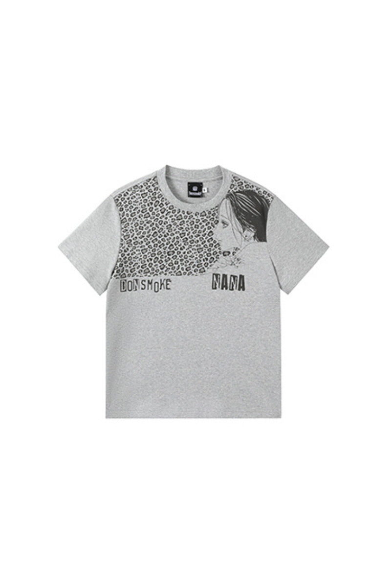 Leopard Edge Graphic Tee - Gray