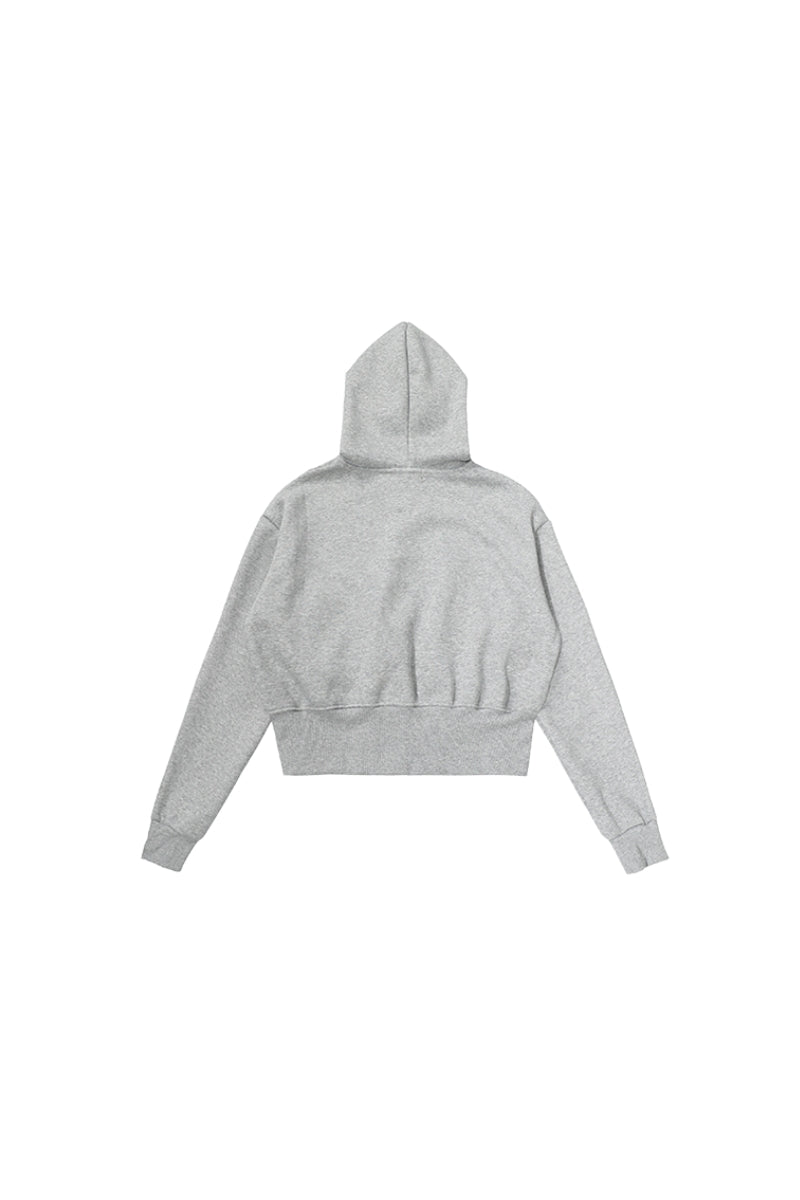 Leopard Crest Cropped Hoodie - Gray