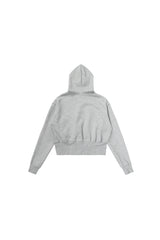 Leopard Crest Cropped Hoodie - Gray