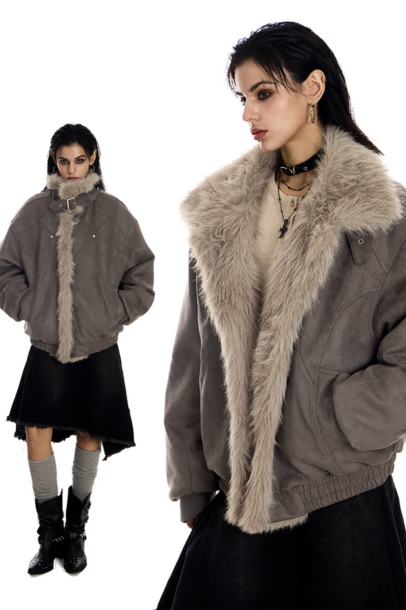 Feral Frost Suede Fur Jacket - Coffee