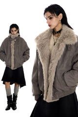 Feral Frost Suede Fur Jacket - Coffee