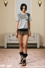 Leopard Edge Graphic Tee - Gray