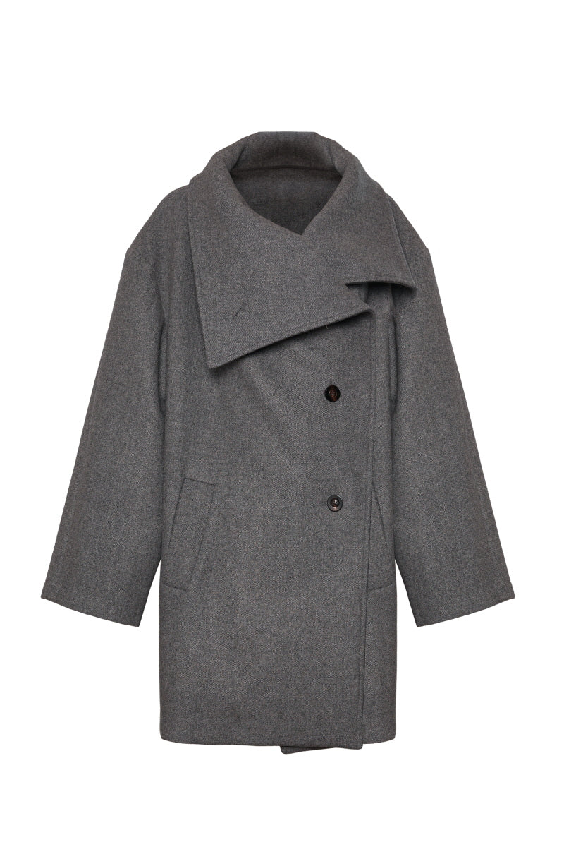 Timeless Elegance Cashmere Tweed Stand Collar Loose Coat