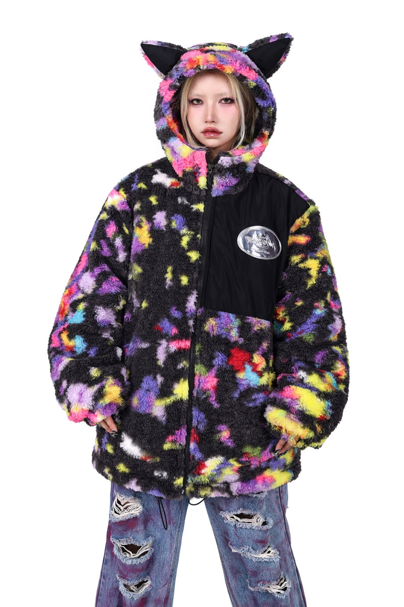 Neon Phantom Furry Cat-Ear Jacket