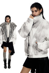 Frost Fade Fur-Collar Jacket - White