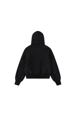 Leopard Cross Faux-Fur Hooded Bomber - Black