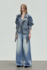 Vintage Wash Wide Leg Jeans