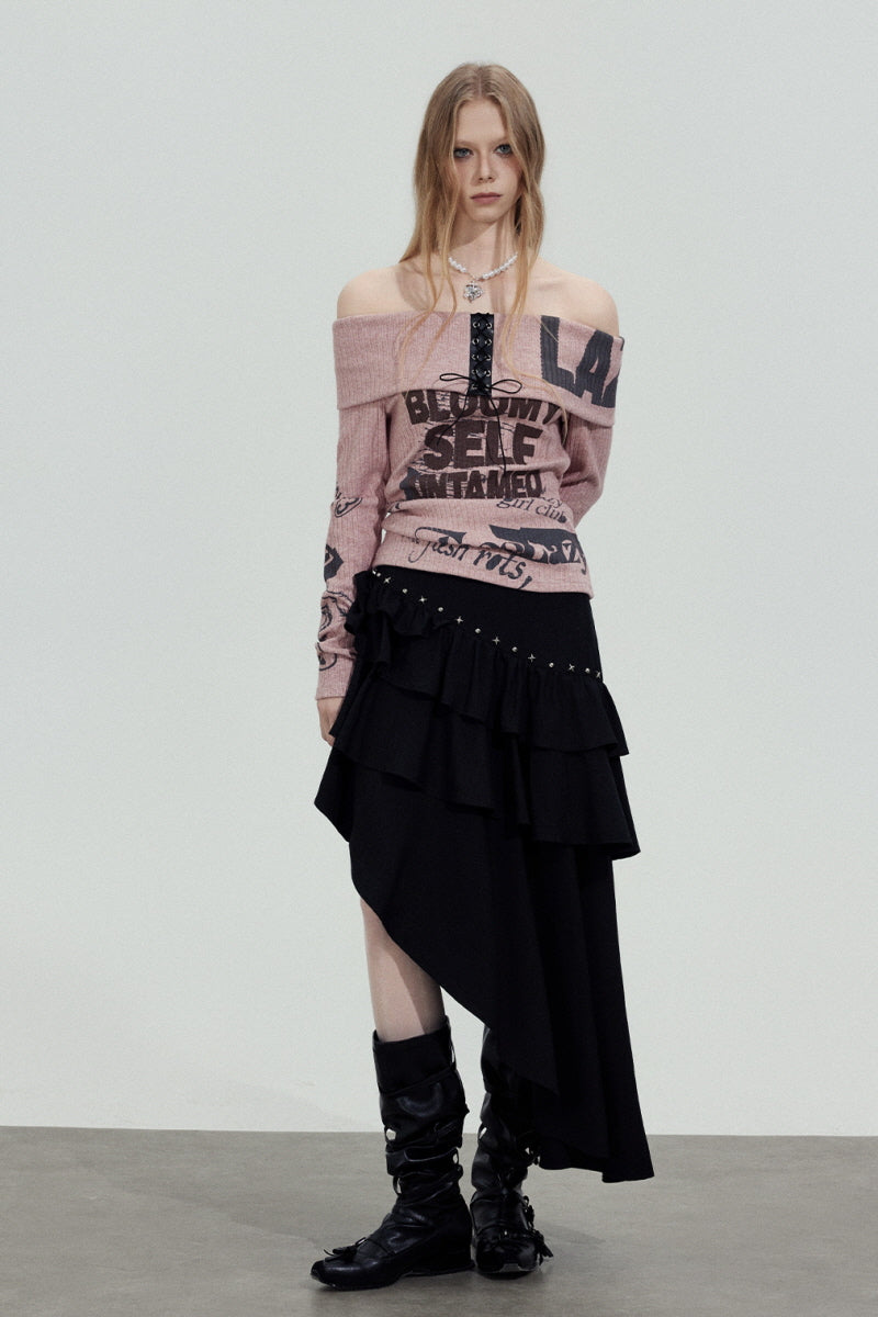 Lace-Up Off-Shoulder Top