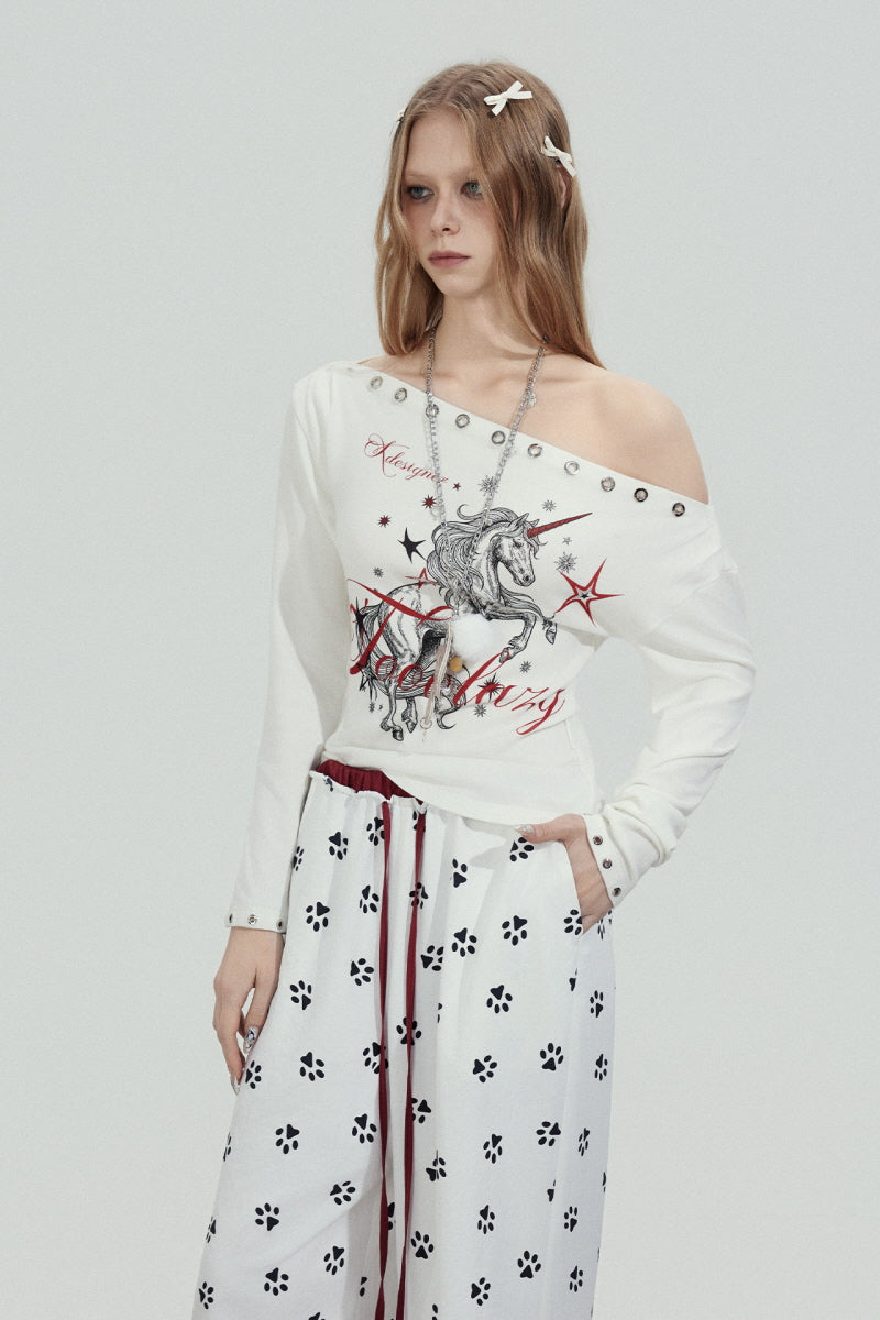 Unicorn Edge Off-Shoulder Long Sleeve Top