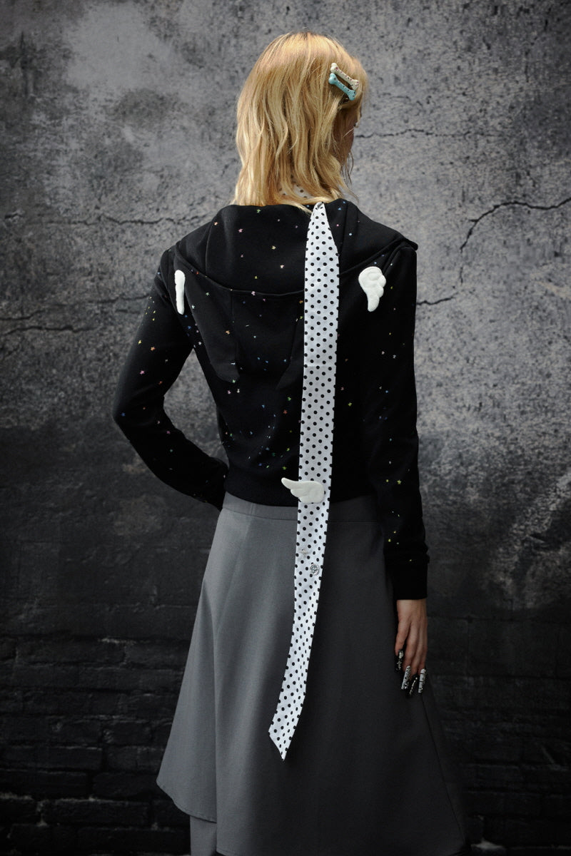 Playful Dual-Spirit Hoodie Jacket - Black