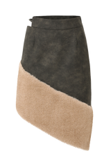 Retro Fur Accent Asymmetric Skirt