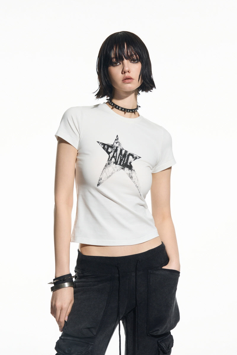 Panic Pulse Star Tee-White