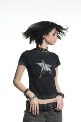 Panic Pulse Star Tee-Washed Black